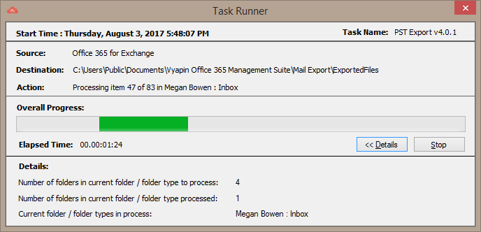 Office 365 PST Export Task Runner