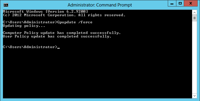 AD group policy update using command prompt